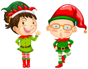 Wall Mural - Christmas theme with two elves