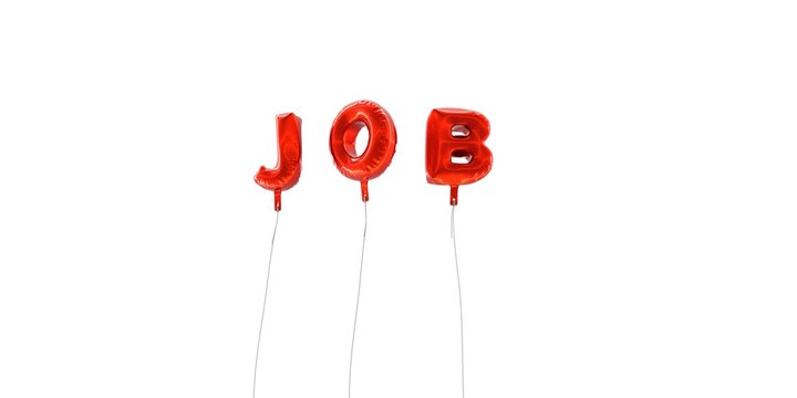 JOB - word made from red foil balloons - 3D rendered.  Can be used for an online banner ad or a print postcard.
