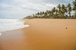 canvas print picture - Tropical Azuretti beach on the Atlantic ocean coast in Grand Bassam, stock image. Ivory Coast, Africa. April 2013.