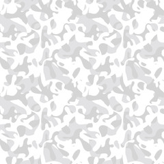 Seamless white & gray snow camouflage pattern. Arctic military & hunting clothing textile design. Tundra camo truck wrap & cover print.