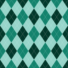 Seamless Argyle Pattern In Dark Green & Turquoise Green.