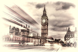 Fototapeta Big Ben - The Big Ben in retro style in London, UK