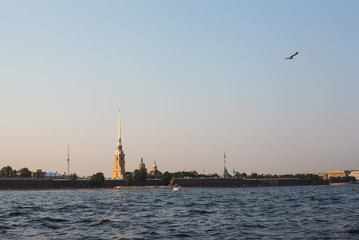 The view from Neva river on Peter and Paul fortress in Saint-Petersburg. Russia