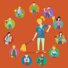 Wall Mural - Set Avatar Userpics of Members Cleaning Service