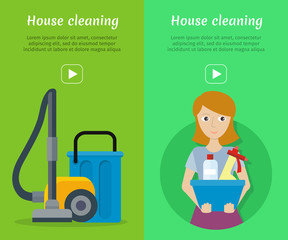 Wall Mural - Set of Cleaning Service Flat Style Web Banners