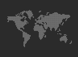 Canvas Print - pixel map of world. vector illustration.