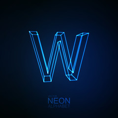 Neon 3D letter W