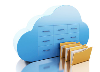 Poster - 3d File storage in cloud. Cloud computing concept.
