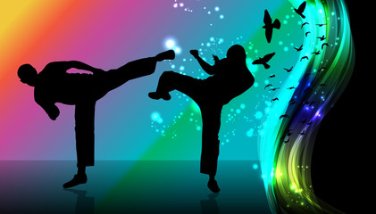 Wall Mural - Karate training, vector