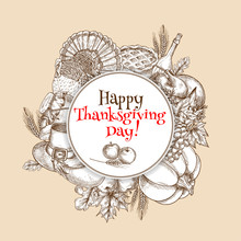 Thanksgiving Vector Sketch Greeting Card Element