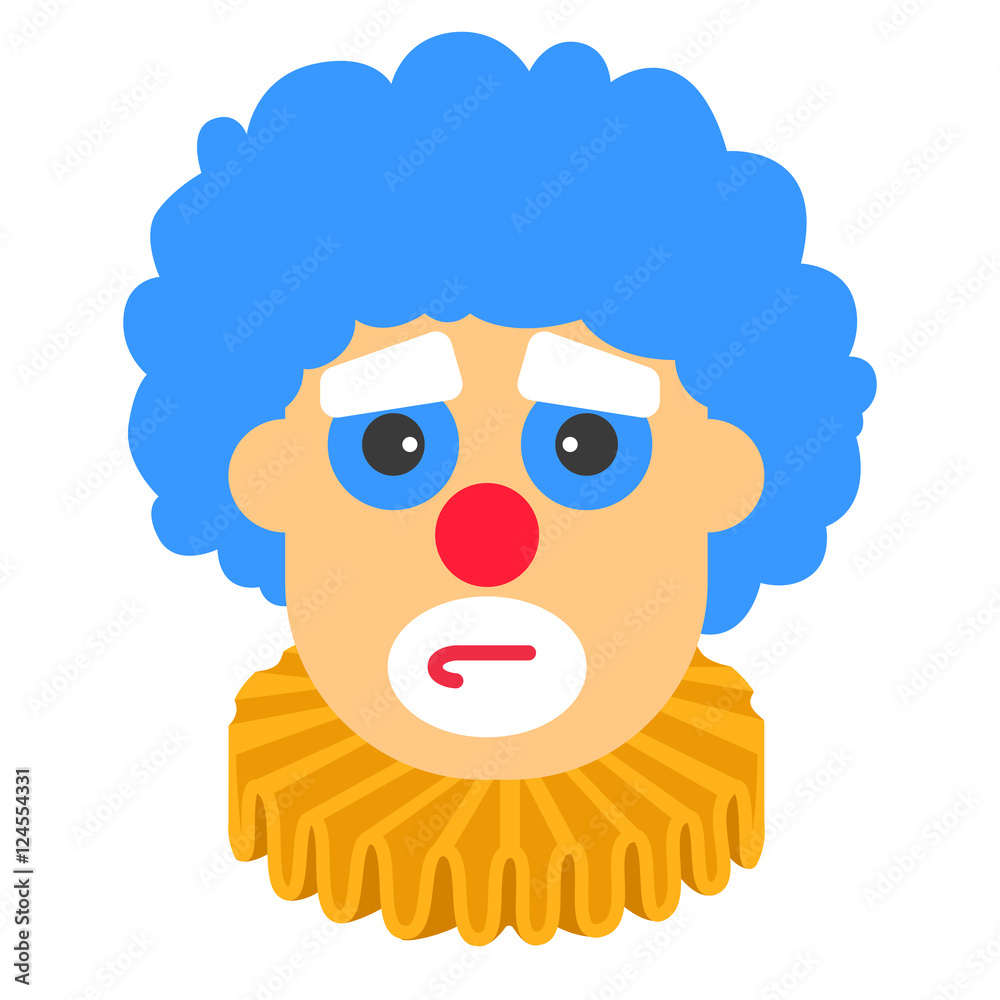 Clown sad vector cartoon with blue hair and yellow collar. Stock Vector ...