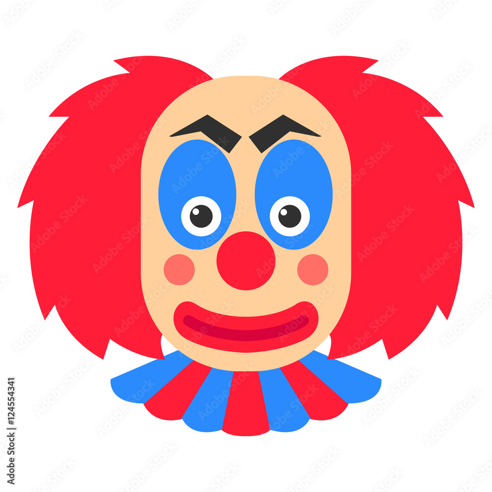Clown smile vector cartoon with red hair and blue makeup. Stock Vector ...