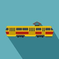 Wall Mural - Tram icon. Flat illustration of tram vector icon for web design