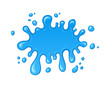 Vector illustration - water drips and flowing. Blob and splash, blot liquid. Blue paint drop. Abstract stain shape isolated on white. Graphic element for banner, sticker.