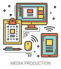 Poster - Media production line infographic.