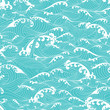 Whale swimming in the ocean waves, pattern seamless background