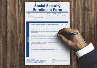 Sticker - Social Security Enrollment Form Document Concept