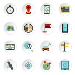 Poster - Navigation icons set. Flat illustration of 16 navigation vector icons for web