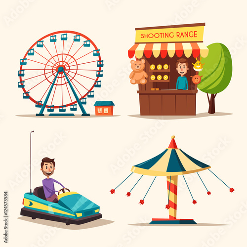 Amusement park theme. Cartoon vector illustration Stock 벡터 | Adobe Stock