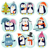 Fototapeta Pokój dzieciecy - Penguin set vector characters