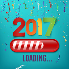 Sticker - New year 2017 loading bar on celebrating background.