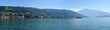 Panorama with lake and the town Zug and mount Rigi in Switzerland