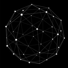 Abstract connection web sphere with spot and lines 3D rendering