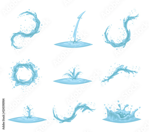 Flowing Water Splash Drop Wave Whirlpool Vortex Retro Vintage Cartoon Icon Set Isolated Design Vector Illustration Stock Vector Adobe Stock