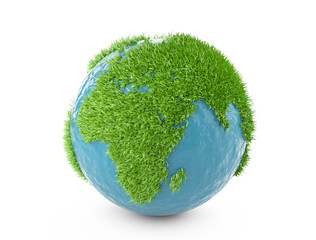 green world concept with continents covered grass.