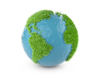 green world concept with continents covered grass.
