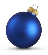 Blue Christmas Ball Over White Background