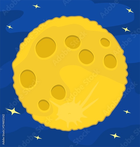 Moon, Flat design, vector illustration Stock Vector | Adobe Stock