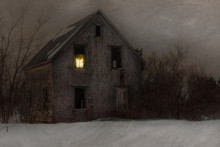 Haunted Farmhouse With One Light Burning.