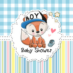 Canvas Print - Baby Shower Greeting Card with Fox