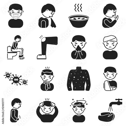 Sick set icons in black style. Big collection sick vector symbol stock illustration vector de