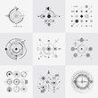 Scientific bauhaus technology circular grids vector set
