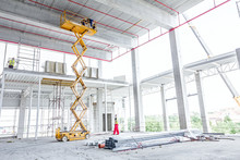 Scissor Lift Platform On A Construction Site