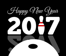 Congratulations To The Happy New 2017 Year With A Bowling And Ba