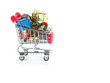 © missisya - shopping cart with gift boxes isolated on white background