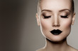 © Miramiska - Black lips. Halloween Makeup. Luxury beautiful woman with dark l
