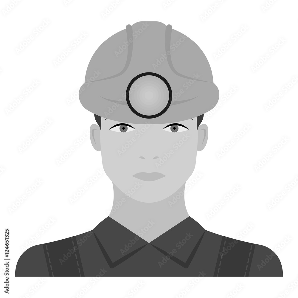 Miner icon in monochrome style isolated on white background. Mine ...