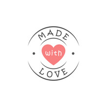 Round Made With Love Logo With Heart Silhouette