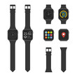 Set of vector smart watches.