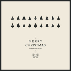 Poster - merry christmas minimal card trees ribbon