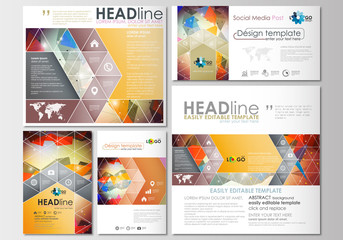 Poster - Social media posts set. Business templates. Cover template, easy editable, flat layouts in popular formats. Abstract colorful triangle design vector background with polygonal molecules.