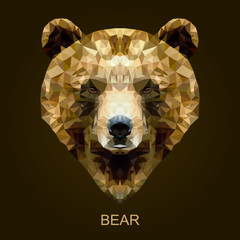 Modern vector brown bear in polygonal style.