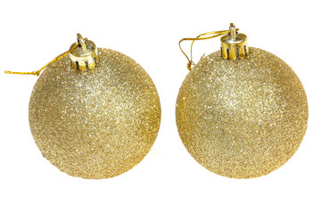 two golden christmas decoration balls