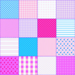 Wall Mural - bright seamless patchwork background with different patterns.