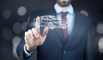 Wall Mural - man touching car