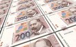 Croatian kuna bills stacks background. 3D illustration.